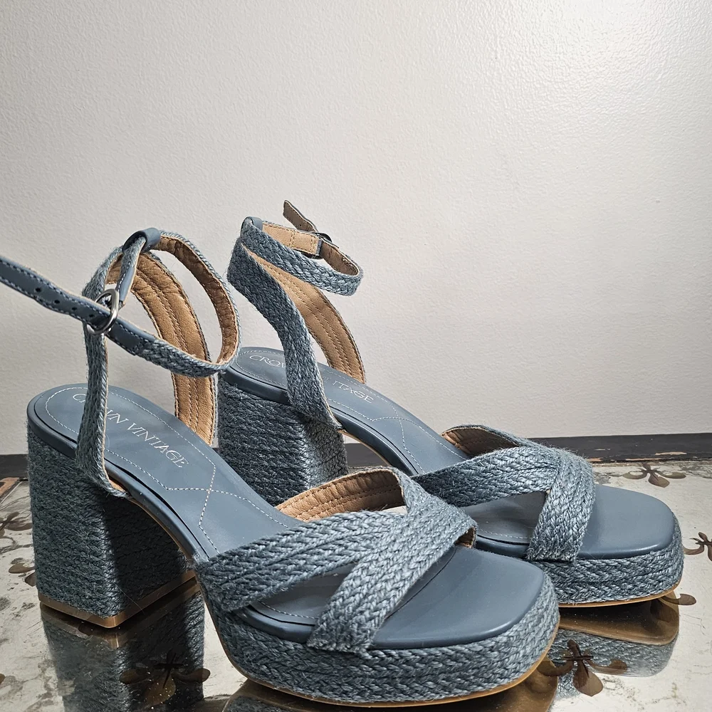 Crown Vintage Blue Woven Platform Heels